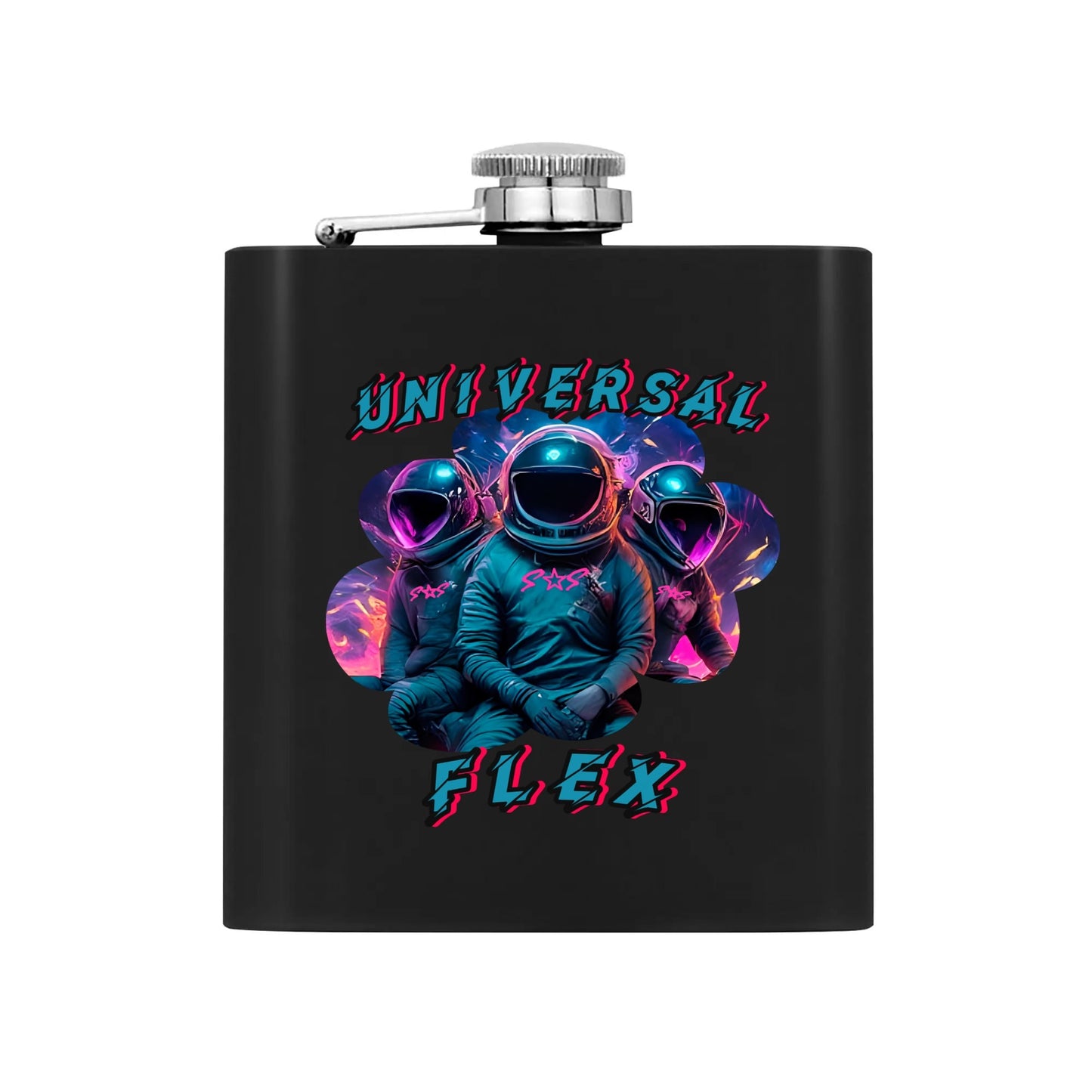 Universal  Flex Hip Flask Set 7oz Black Stainless Steel with A Gift Box