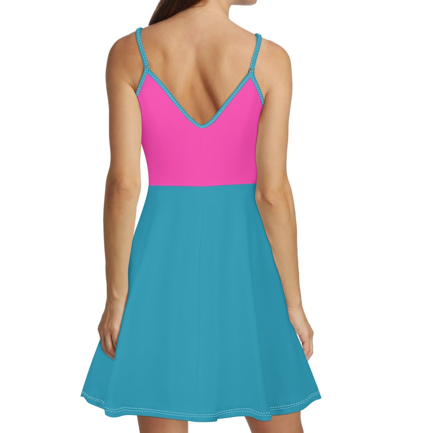 Universal Flex Womens Pink/Till Blue Lounge Adjustable Spaghetti Strap Short Dress