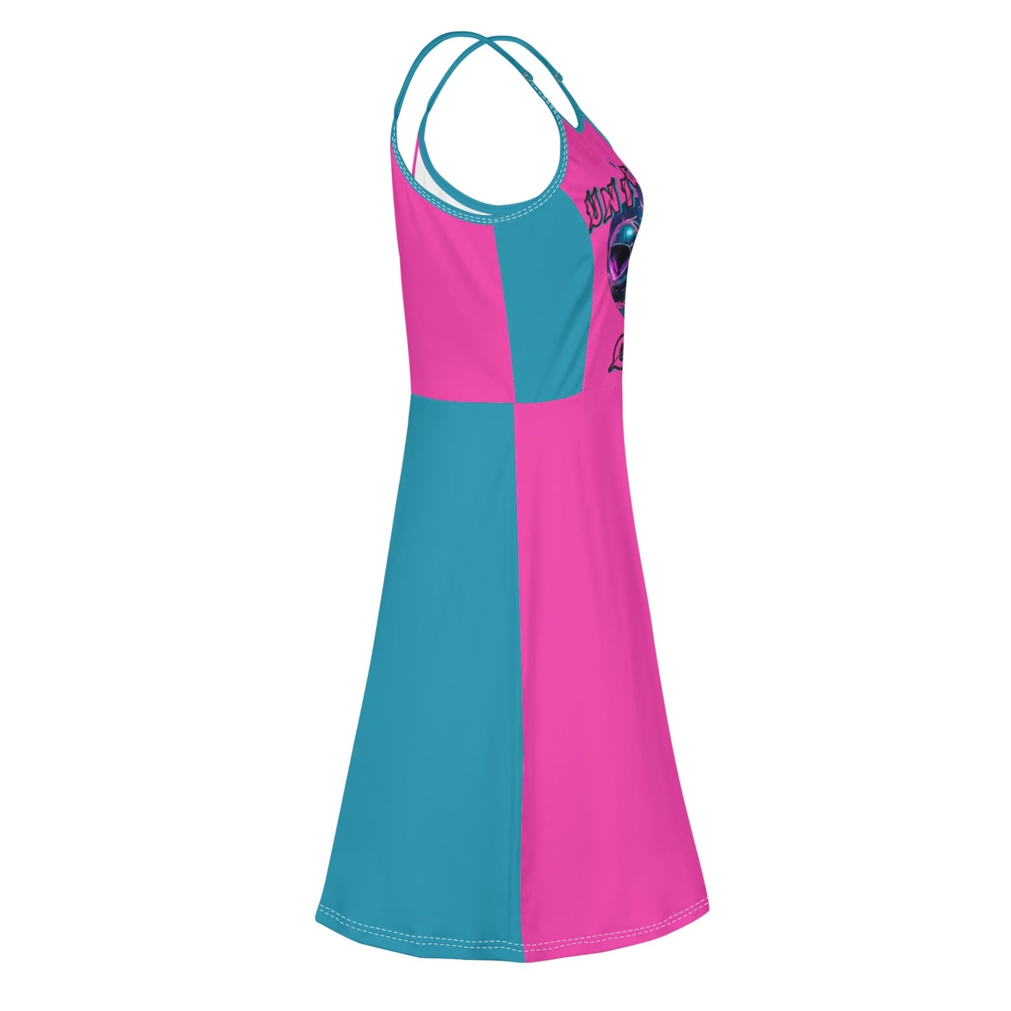 Universal Flex Womens Pink/Till Blue Lounge Adjustable Spaghetti Strap Short Dress