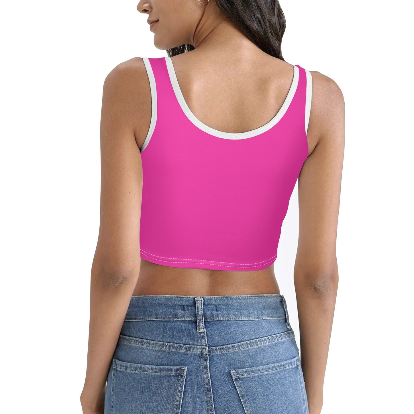 Universal Flex Queens Edition Womens Pink Stretch Crop Top Shirt