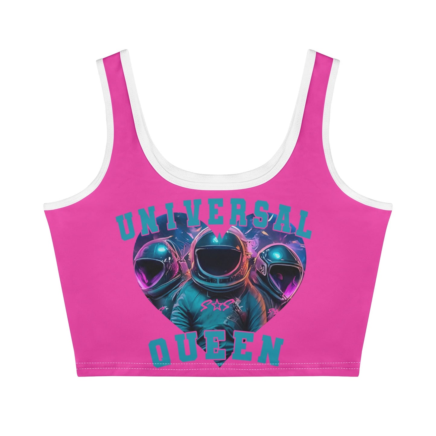 Universal Flex Queens Edition Womens Pink Stretch Crop Top Shirt