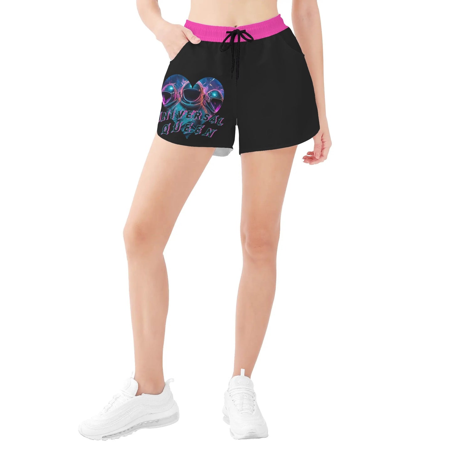 Universal Queen Womens Black/Pink Shorts