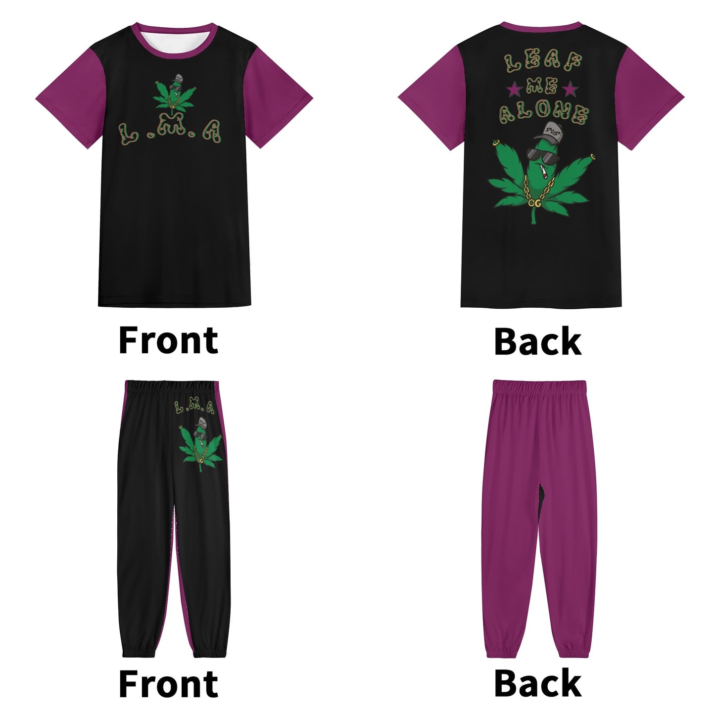 L.M.A. Leaf Me Alone 420 Unisex Adult Short Sleeve Sets