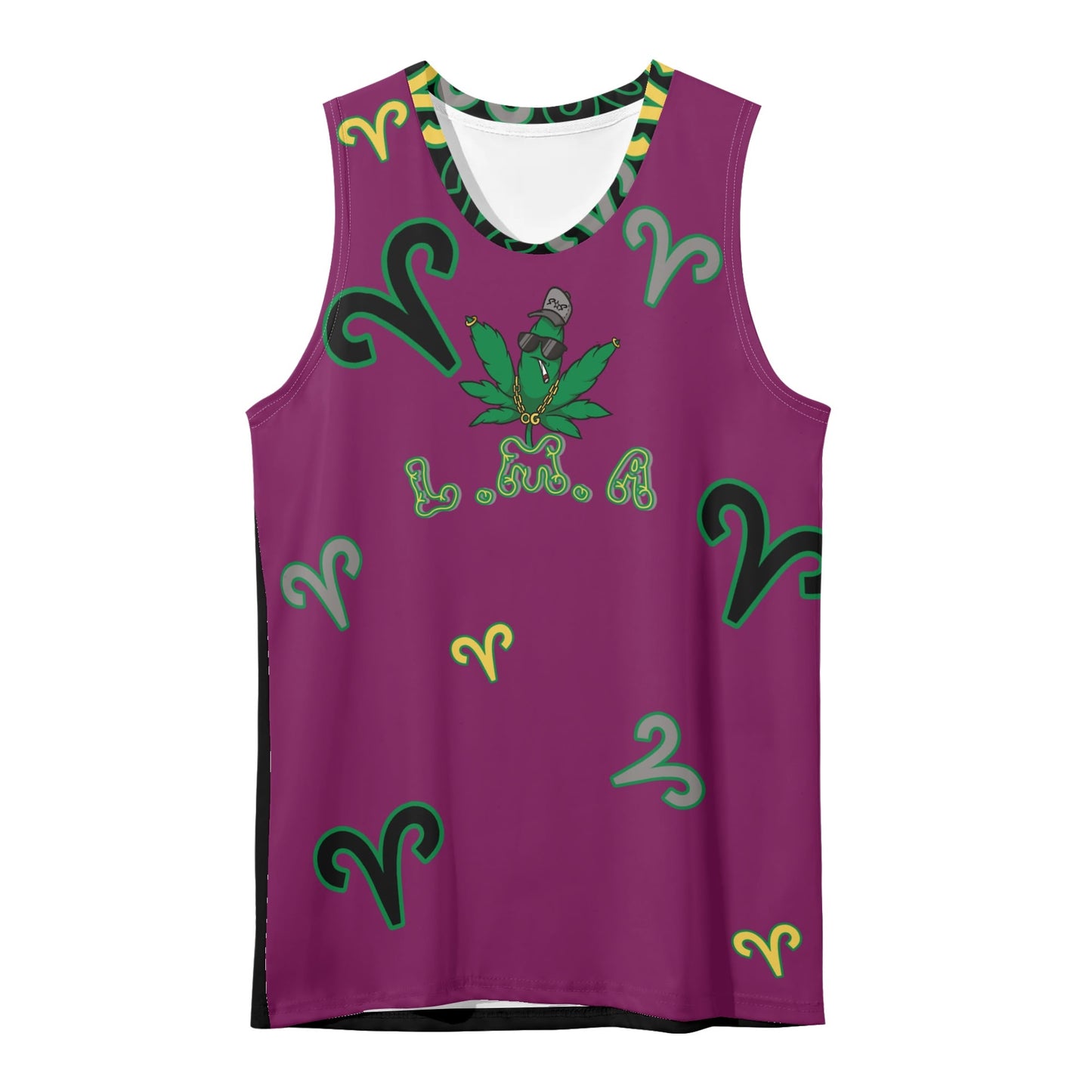 L.M.A. Leaf Me Alone Mens Purple/Black Loose Fit Tank Top T-Shirt