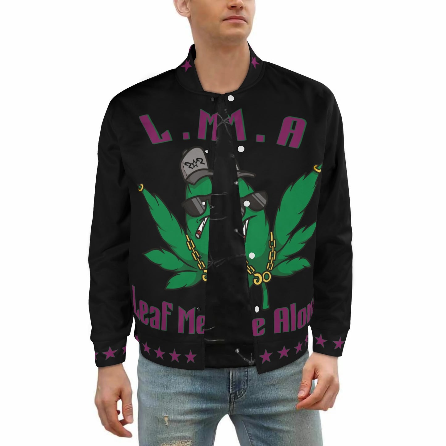 L.M.A. Leaf Me Alone 420 Black/Purple Jacket