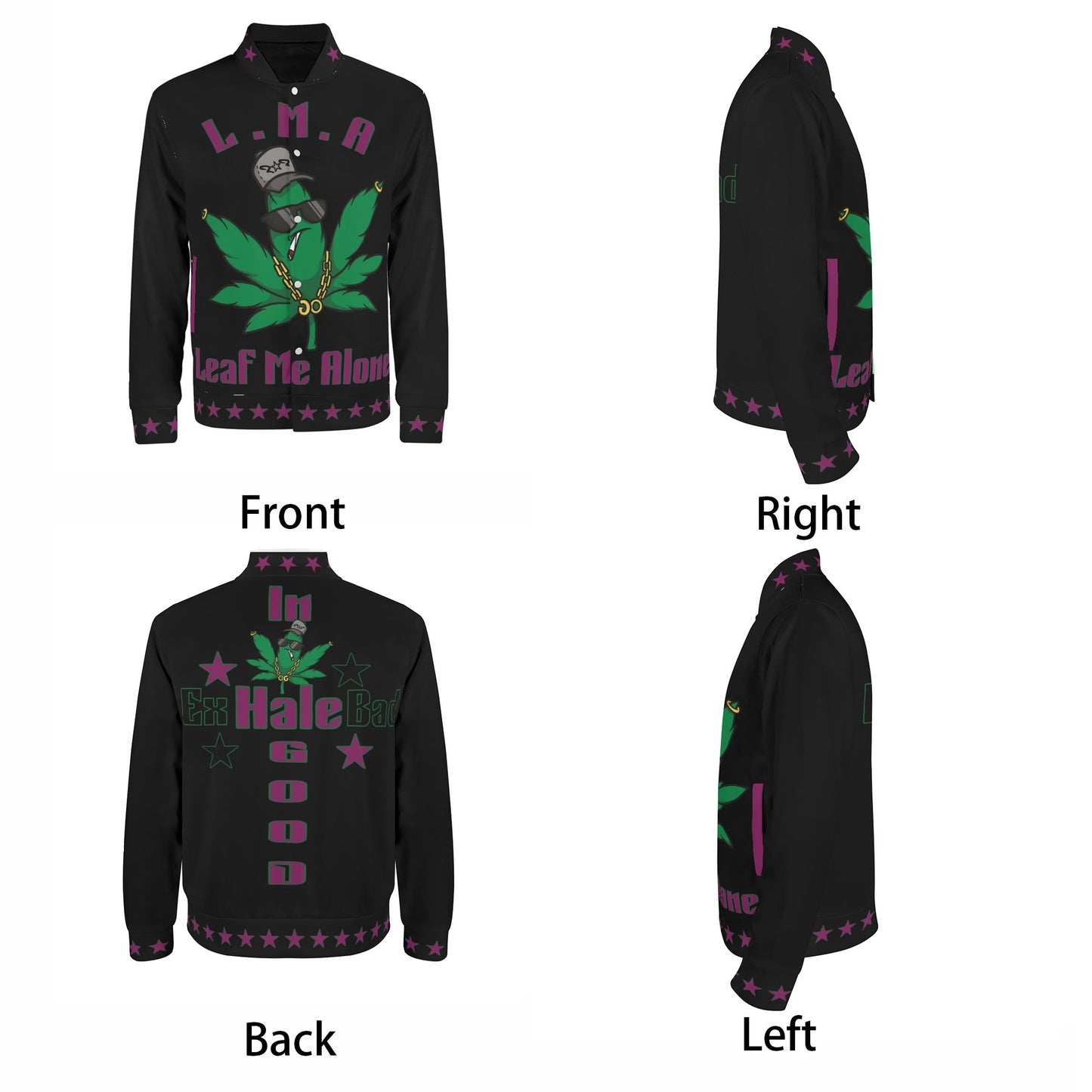 L.M.A. Leaf Me Alone 420 Black/Purple Jacket