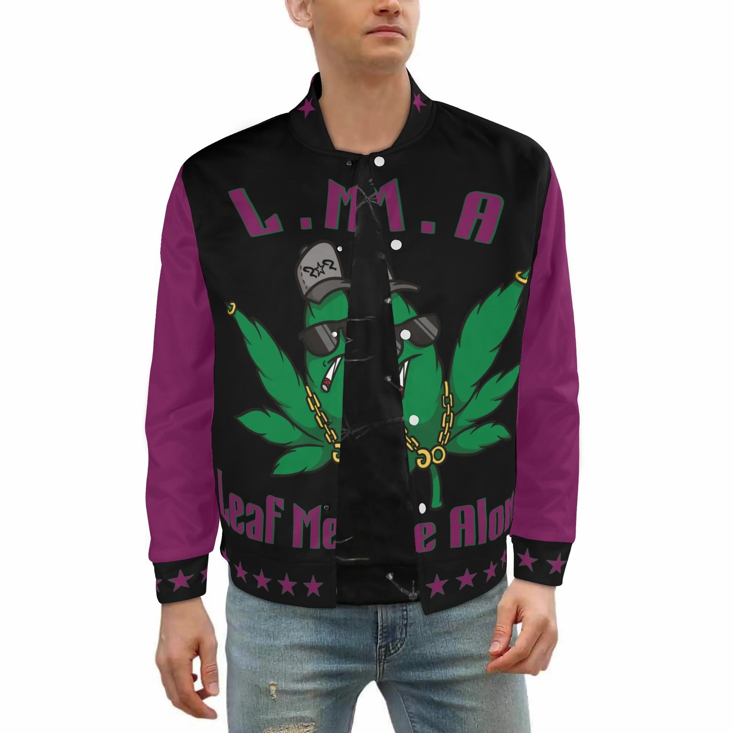 L.M.A. Leaf Me Alone 420 Purple/Black Jacket