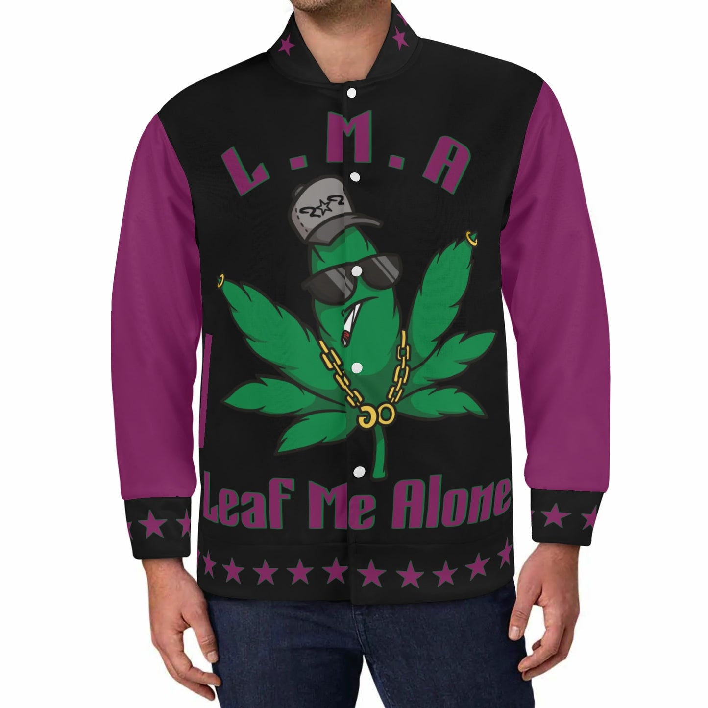 L.M.A. Leaf Me Alone 420 Purple/Black Jacket