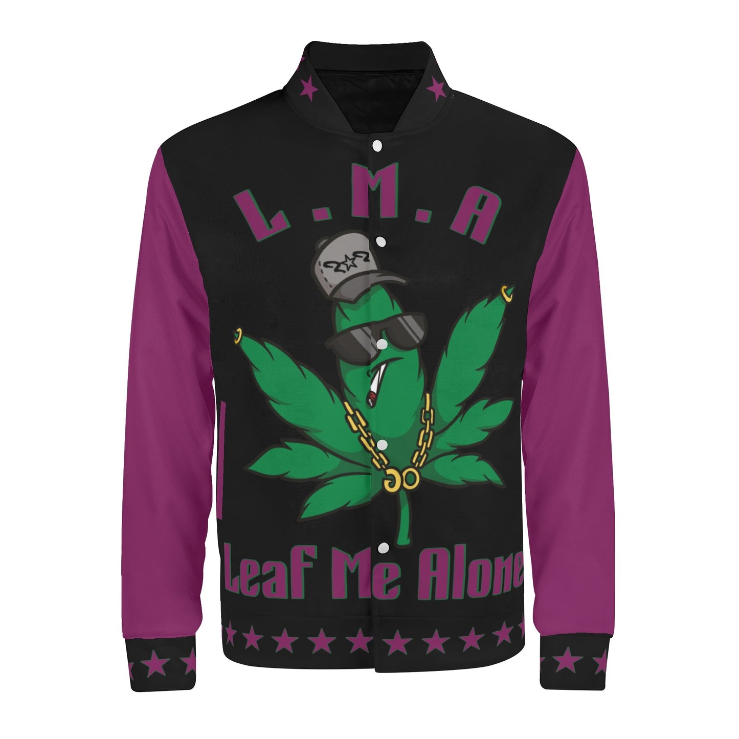 L.M.A. Leaf Me Alone 420 Purple/Black Jacket