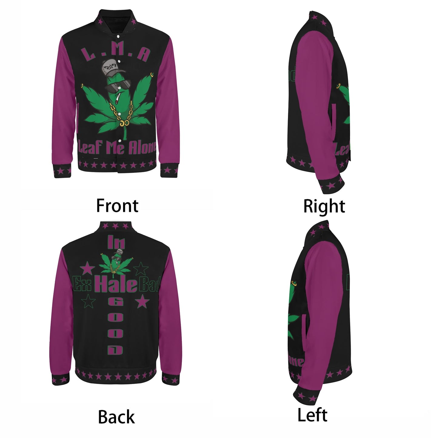 L.M.A. Leaf Me Alone 420 Purple/Black Jacket