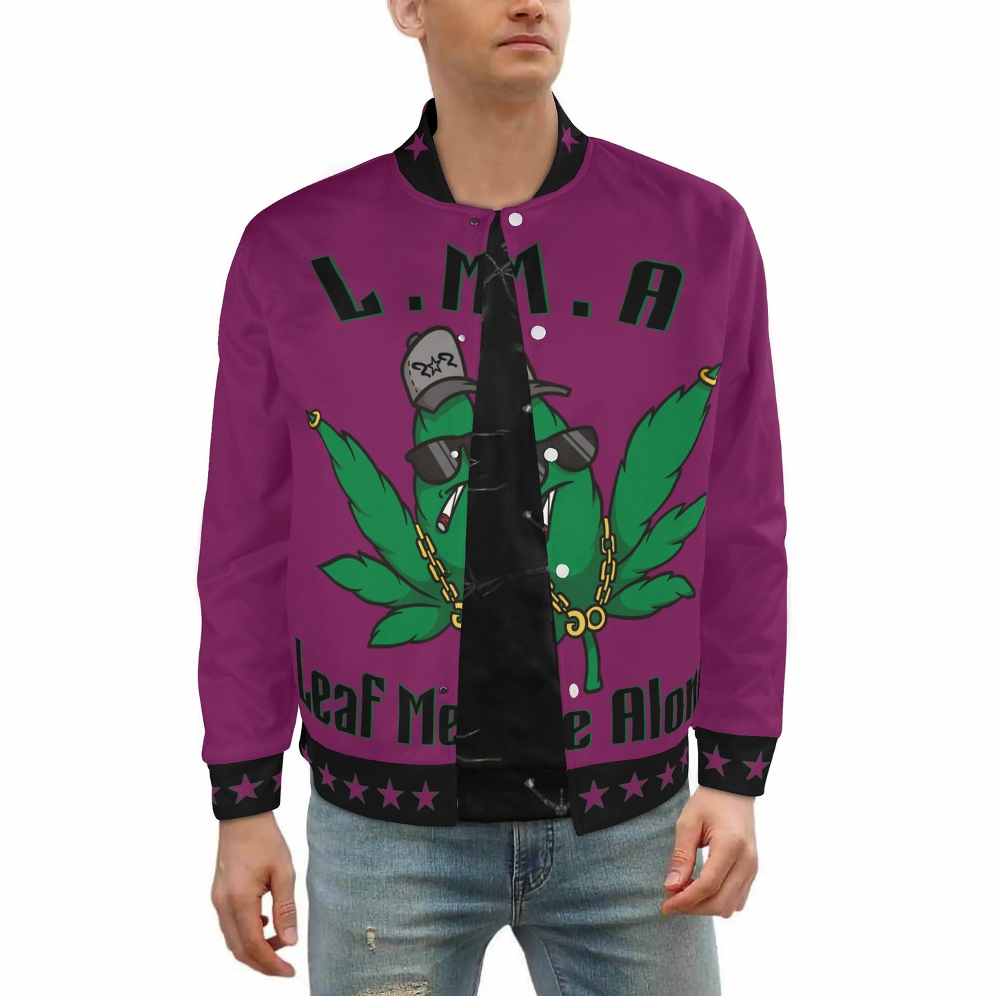 L.M.A. Leaf Me Alone 420 Purple Jacket