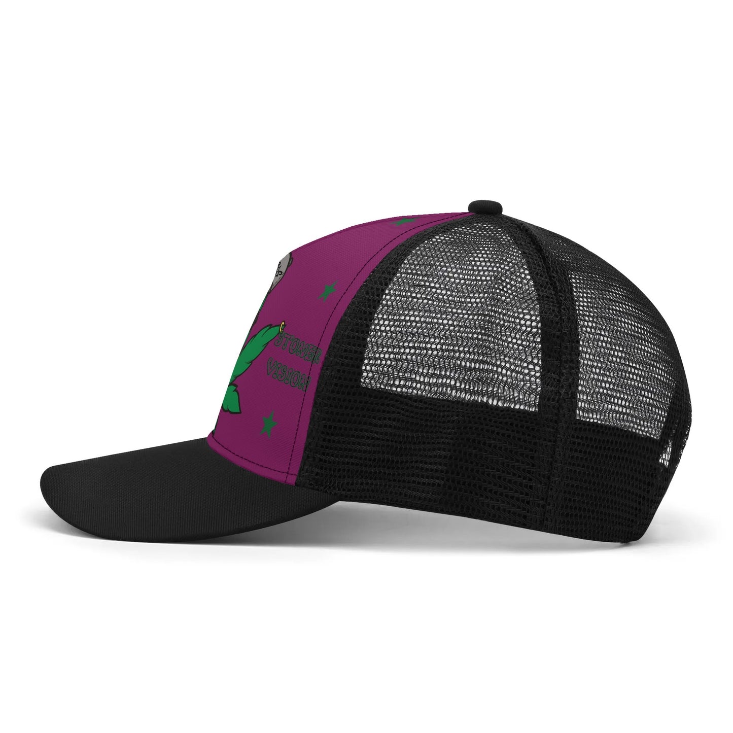 L.M.A. Leaf Me Alone 420 Black/Purple Trucker Hats