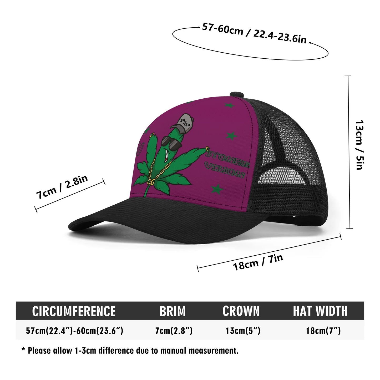 L.M.A. Leaf Me Alone 420 Black/Purple Trucker Hats