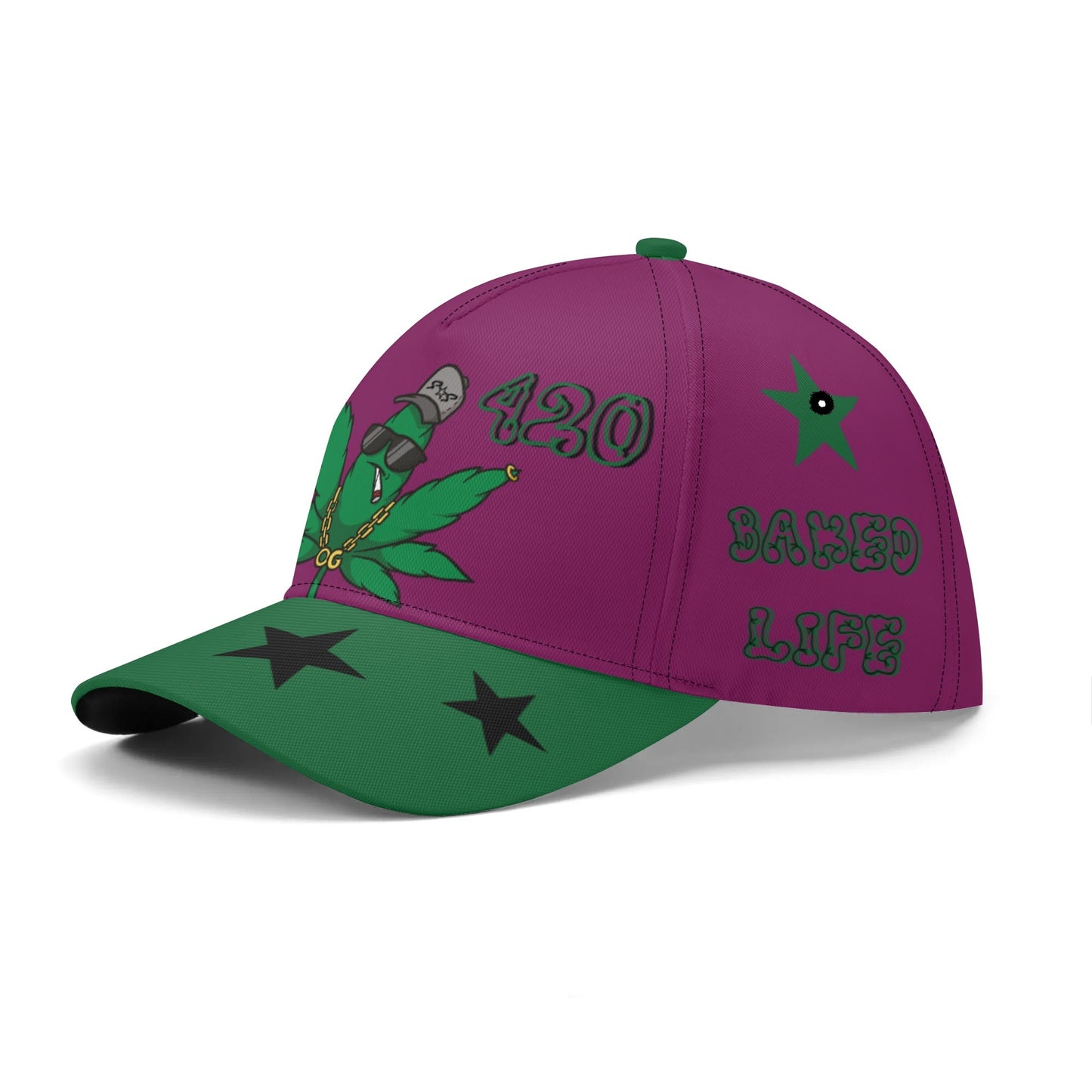 L.M.A. Leaf Me Alone 420  Purple/Green Baseball Cap