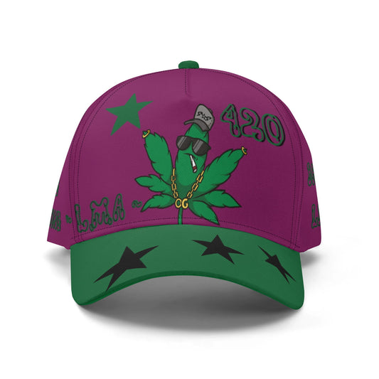 L.M.A. Leaf Me Alone 420  Purple/Green Baseball Cap