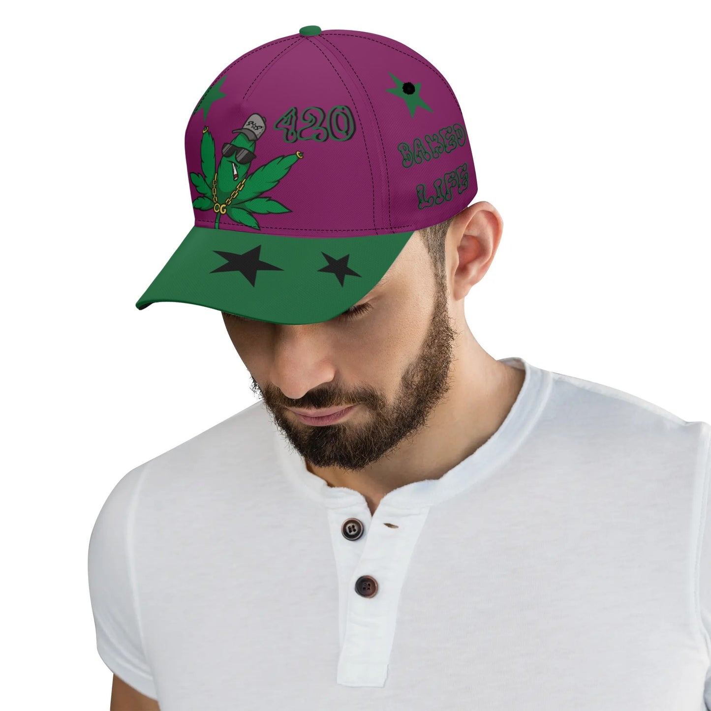 L.M.A. Leaf Me Alone 420  Purple/Green Baseball Cap