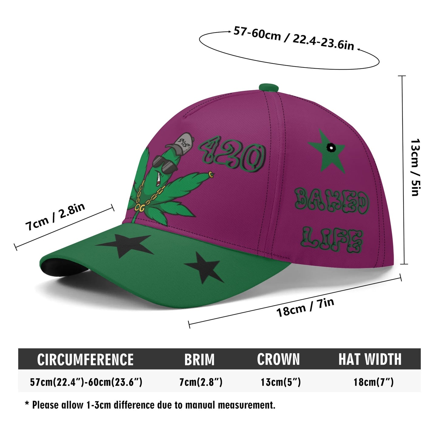 L.M.A. Leaf Me Alone 420  Purple/Green Baseball Cap