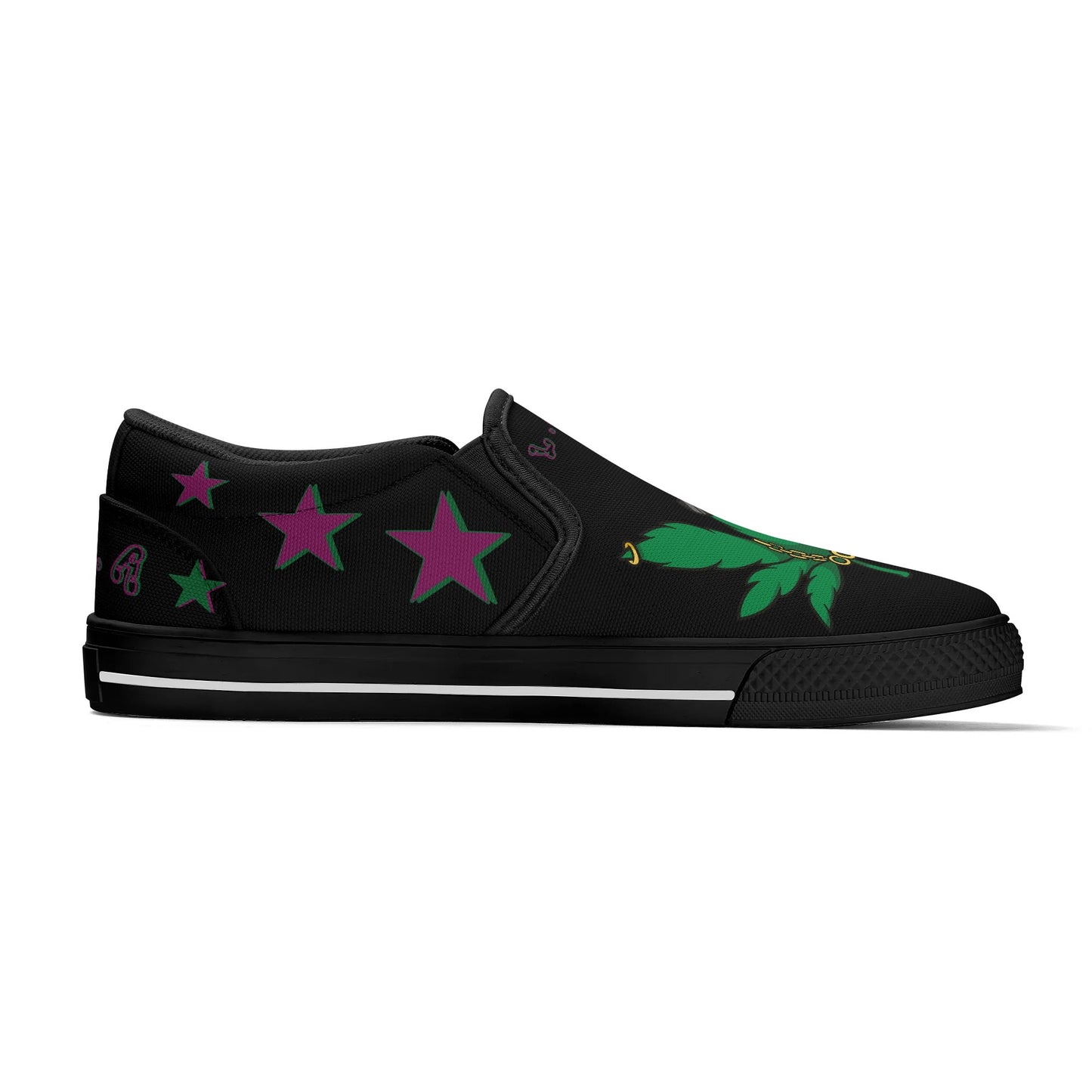 L.M.A. Leaf Me Alone 420 Mens Black/Purple Slip On Star Kicks