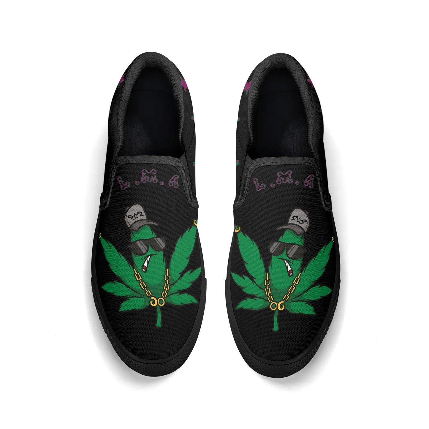 L.M.A. Leaf Me Alone 420 Mens Black/Purple Slip On Star Kicks