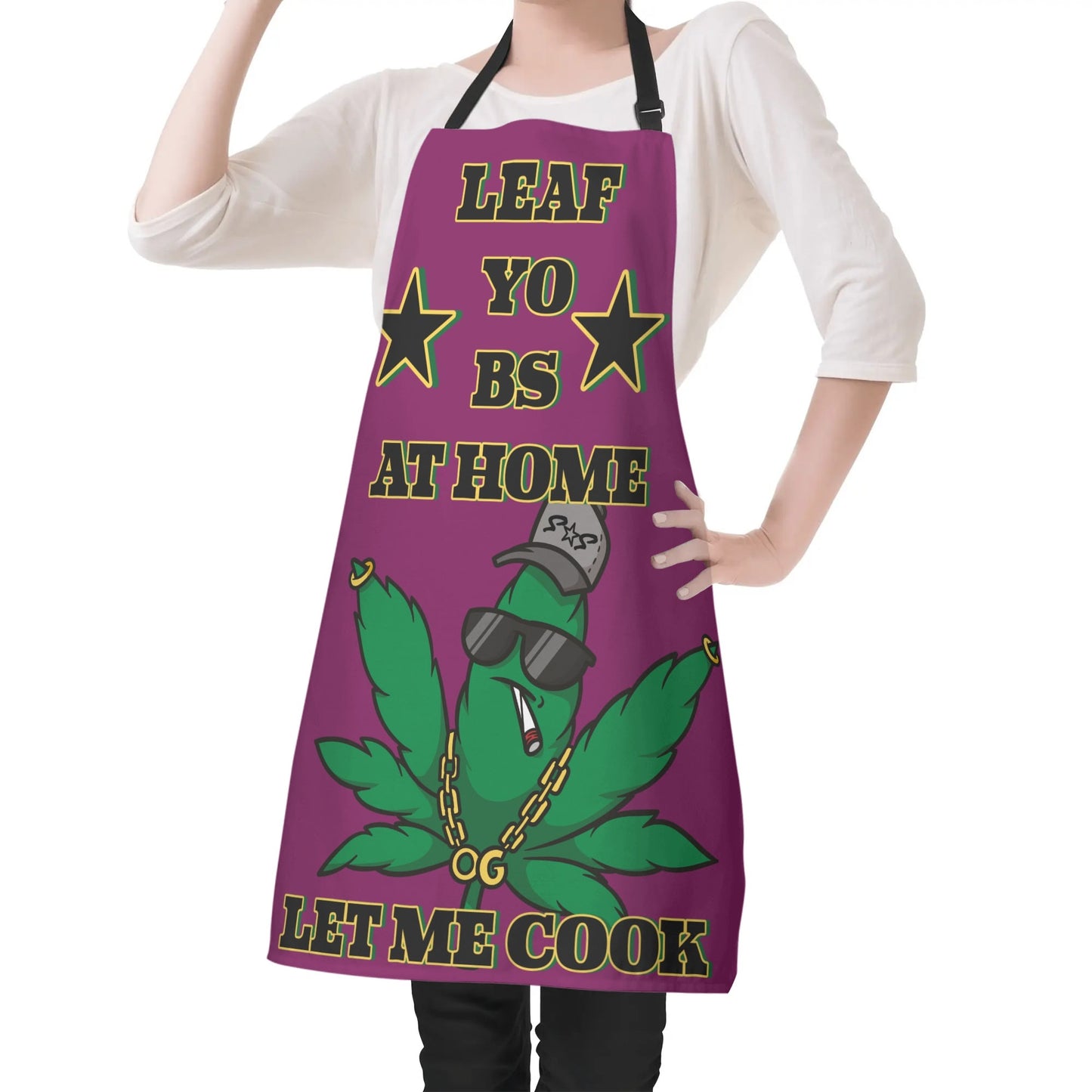 L.M.A. Leaf Me Alone 420 Purple Apron