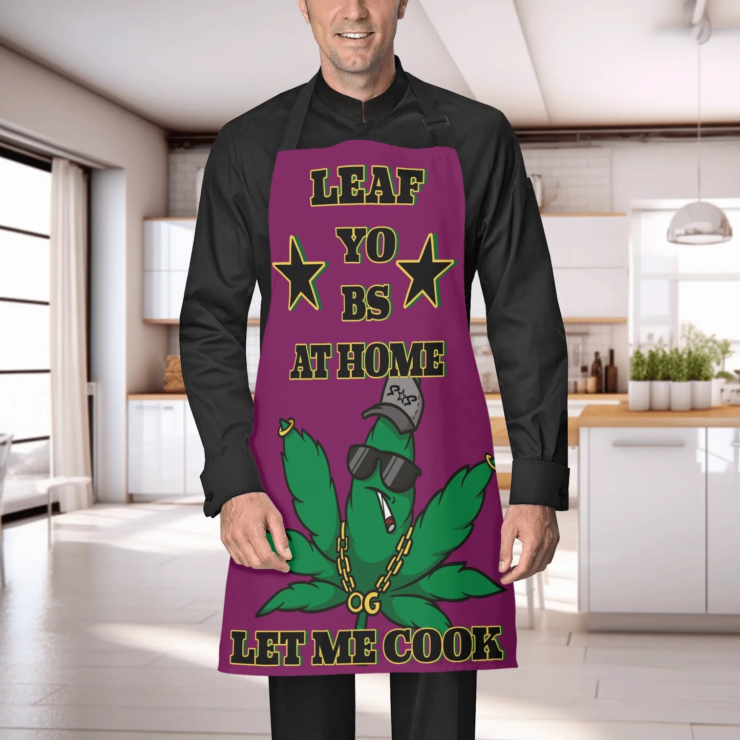 L.M.A. Leaf Me Alone 420 Purple Apron