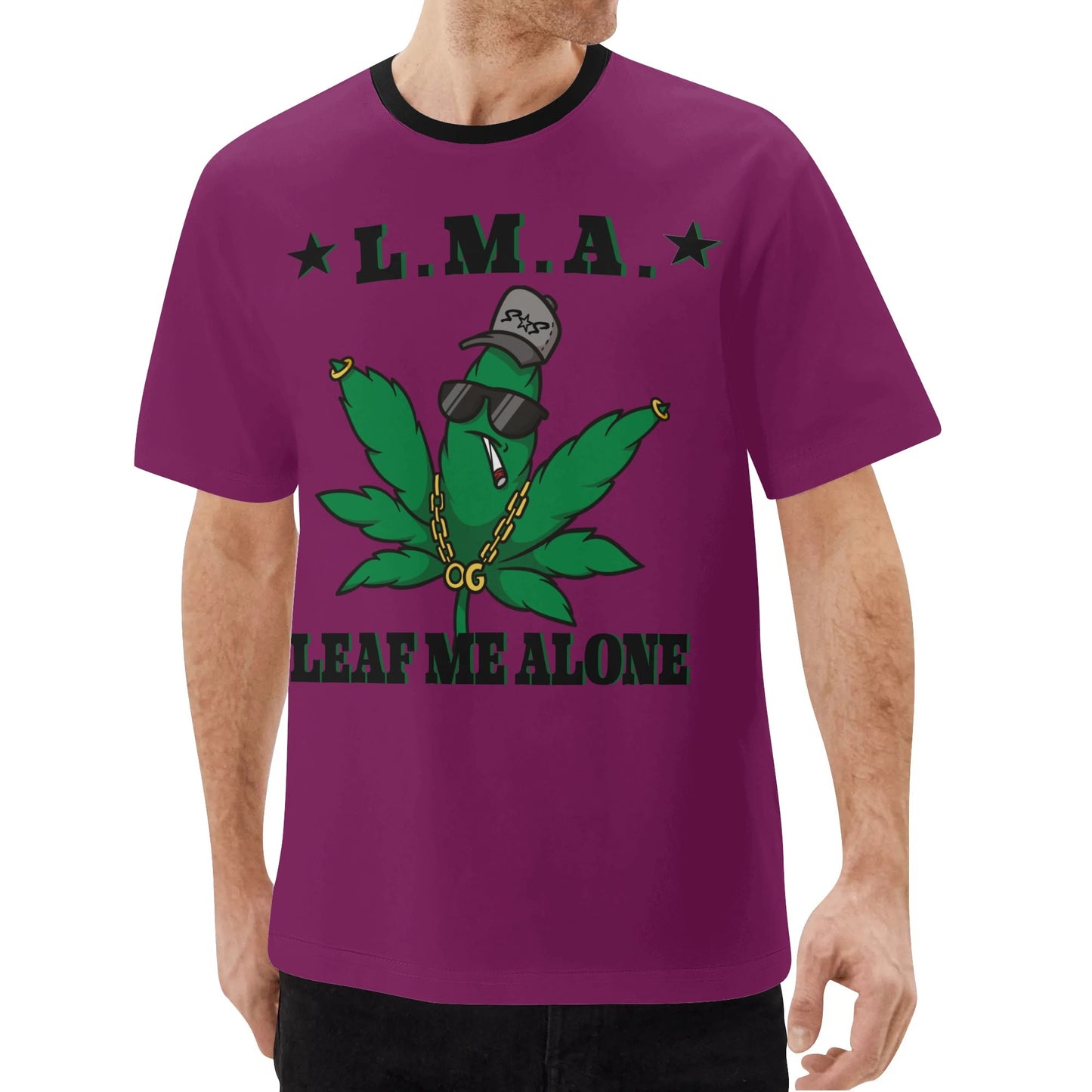 L.M.A. Leaf Me Alone 420  Mens Purple Classic T-Shirt