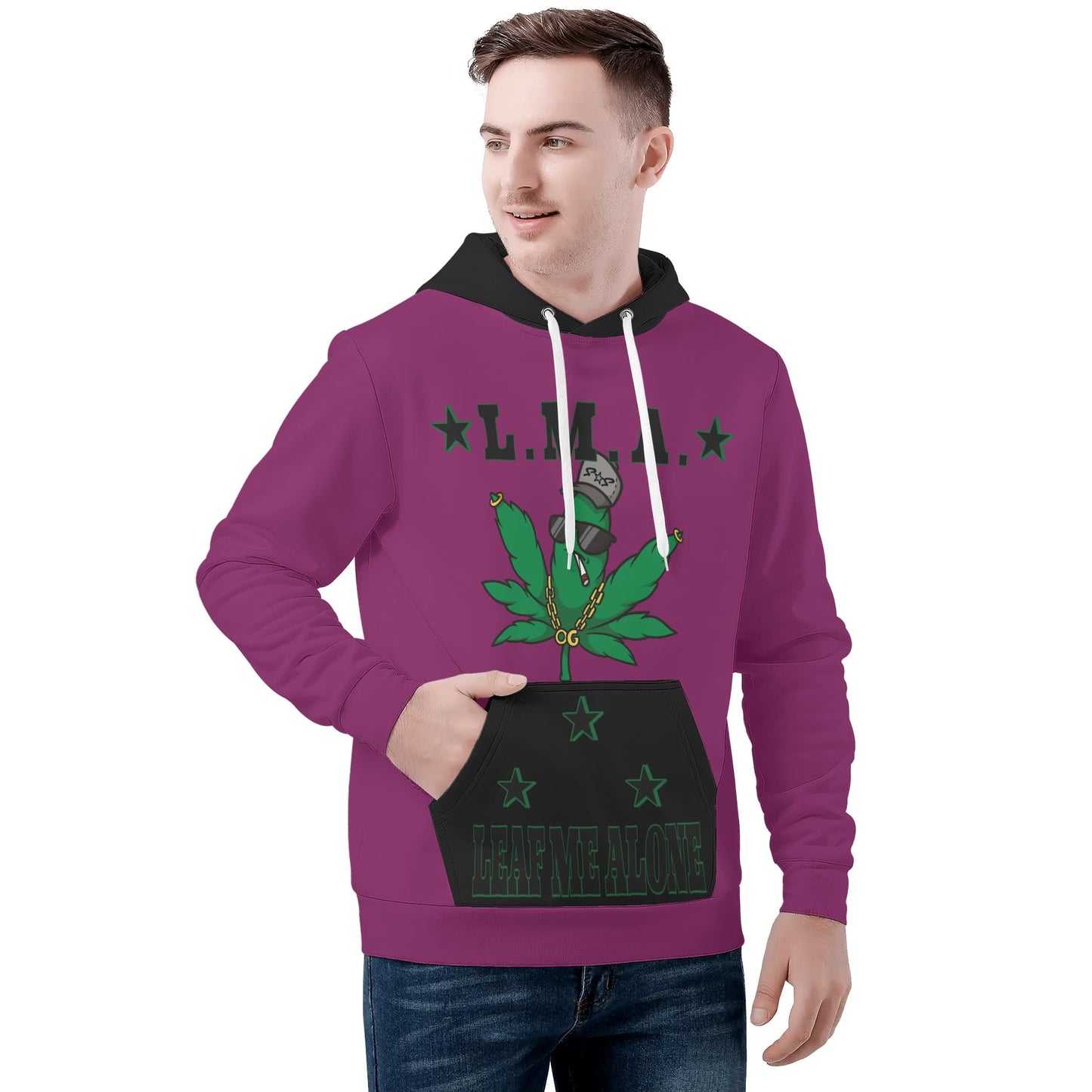 L.M.A. Leaf Me Alone 420 Mens Purple/Black Hoodie