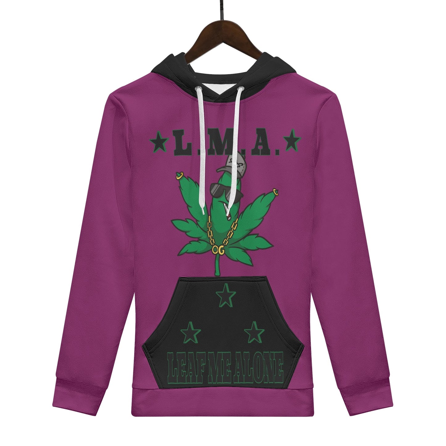 L.M.A. Leaf Me Alone 420 Mens Purple/Black Hoodie