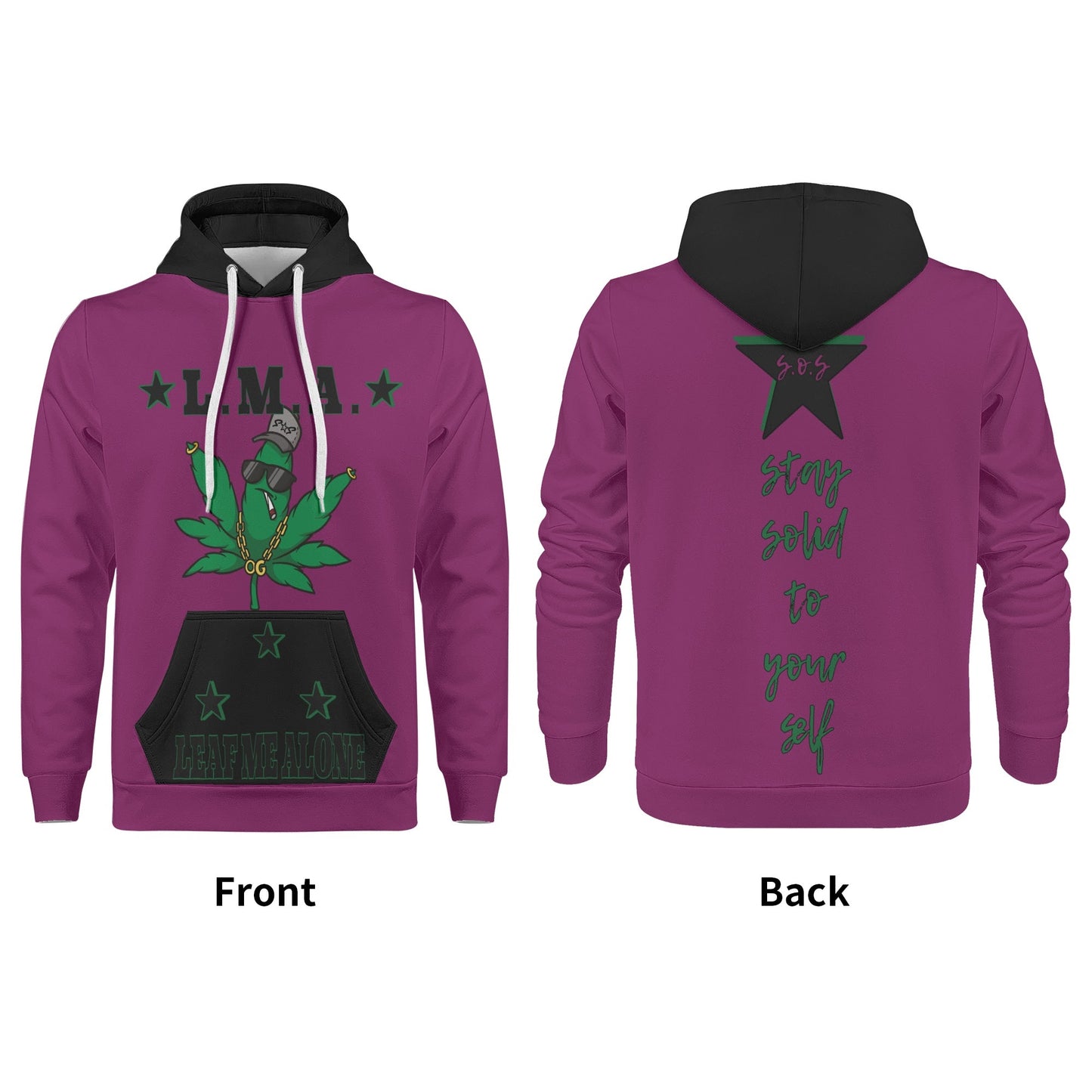 L.M.A. Leaf Me Alone 420 Mens Purple/Black Hoodie