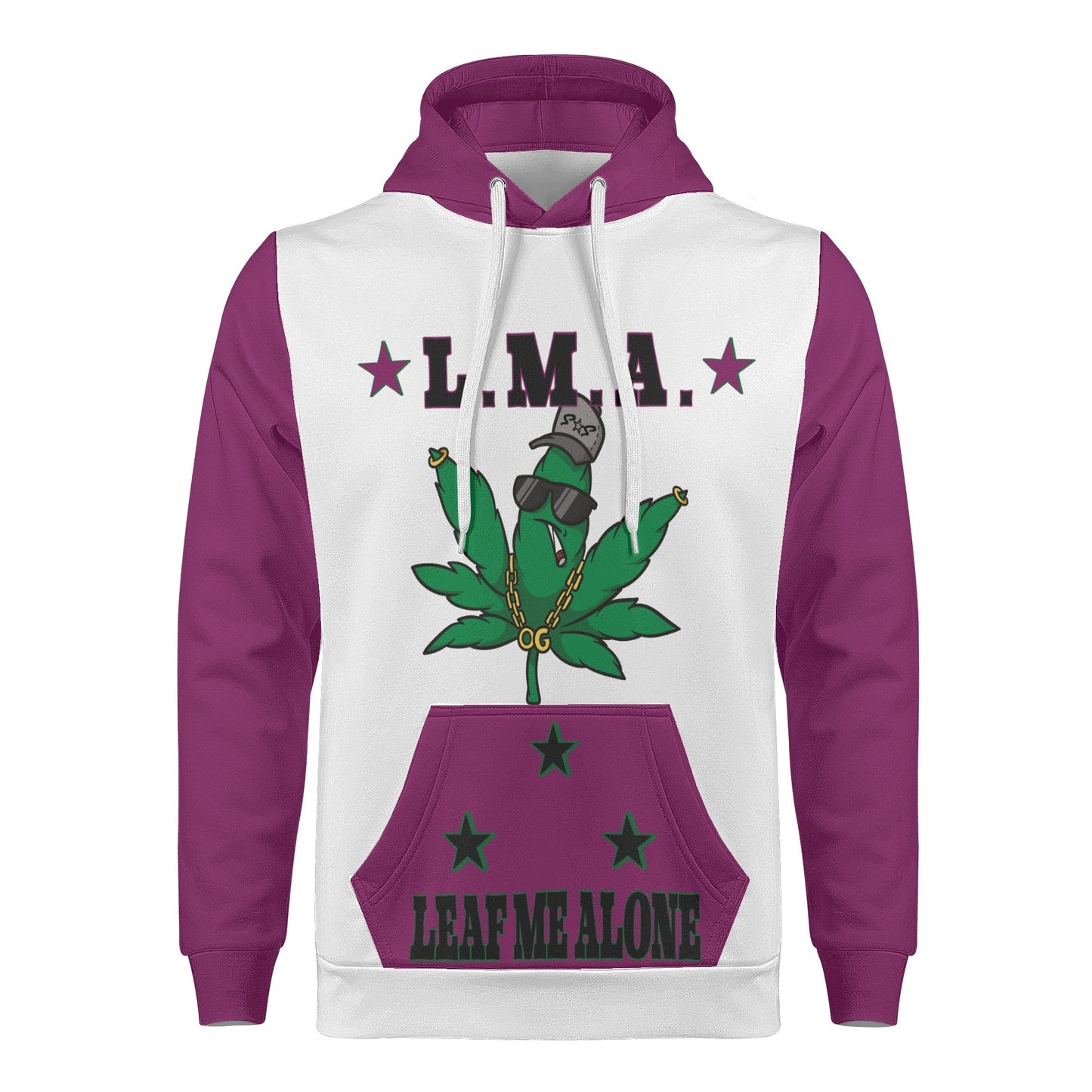 L.M.A. Leaf Me Alone 420 Mens Purple/White Hoodie