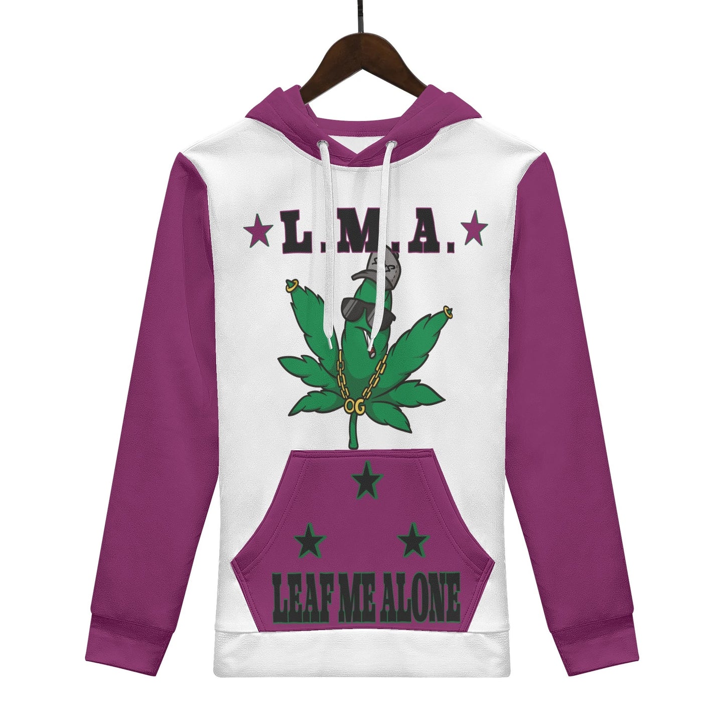 L.M.A. Leaf Me Alone 420 Mens Purple/White Hoodie