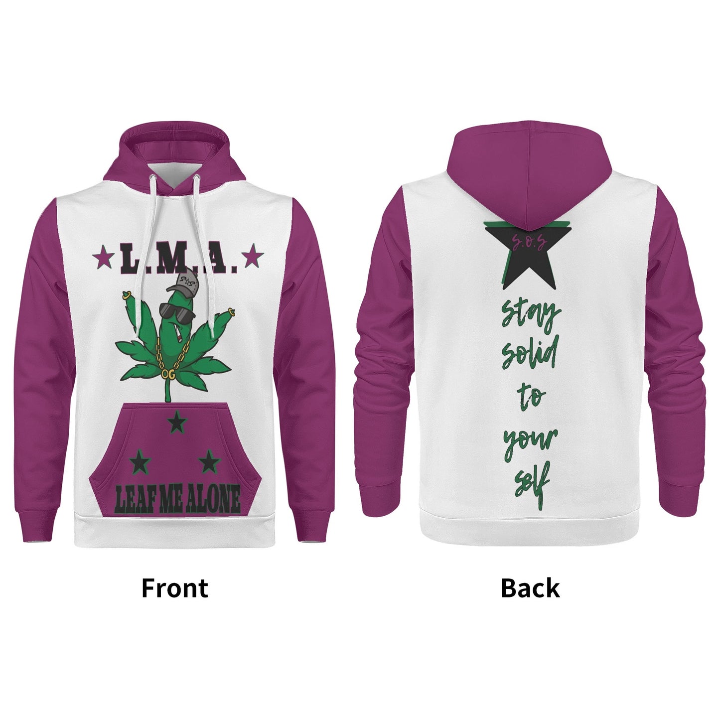 L.M.A. Leaf Me Alone 420 Mens Purple/White Hoodie