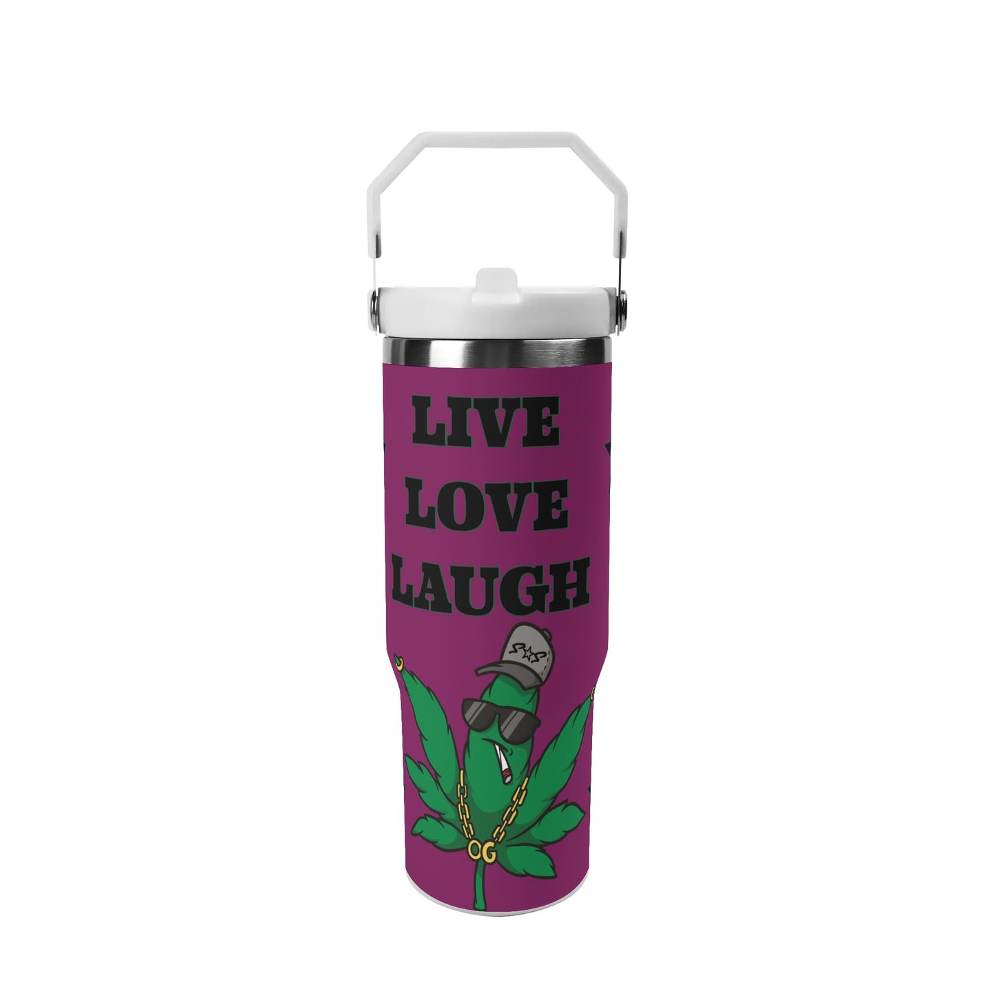 L.M.A. Leaf Me Alone 420 Purple 30oz Stainless Steel Cup Suitable for Vehicle Cup Holders