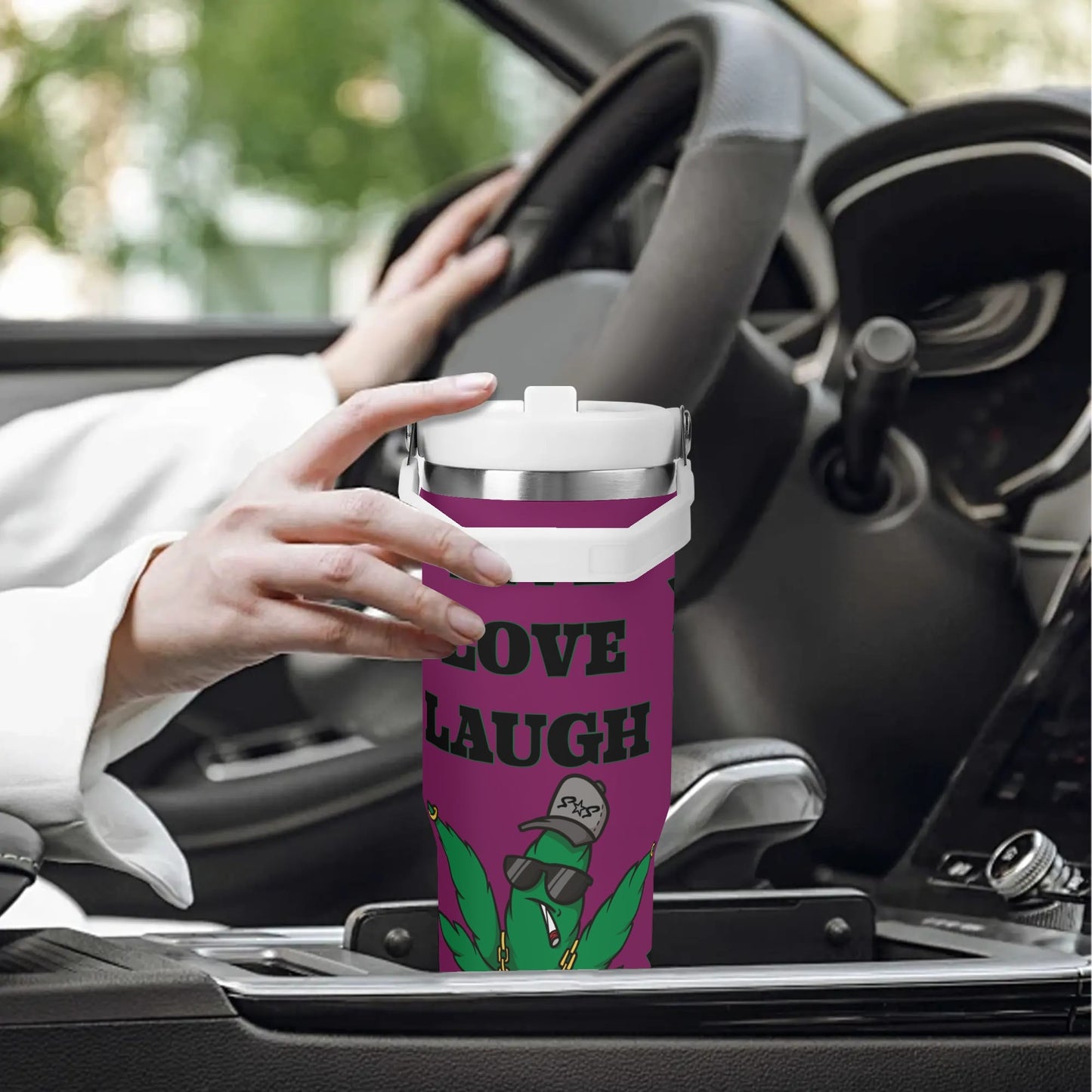 L.M.A. Leaf Me Alone 420 Purple 30oz Stainless Steel Cup Suitable for Vehicle Cup Holders