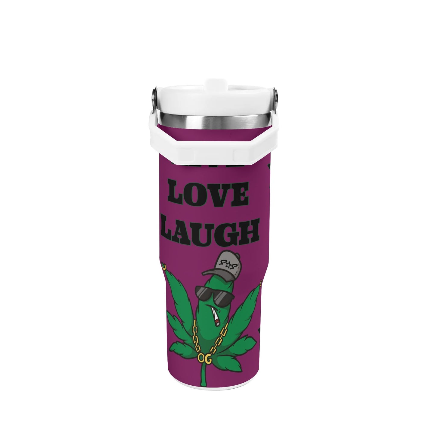 L.M.A. Leaf Me Alone 420 Purple 30oz Stainless Steel Cup Suitable for Vehicle Cup Holders