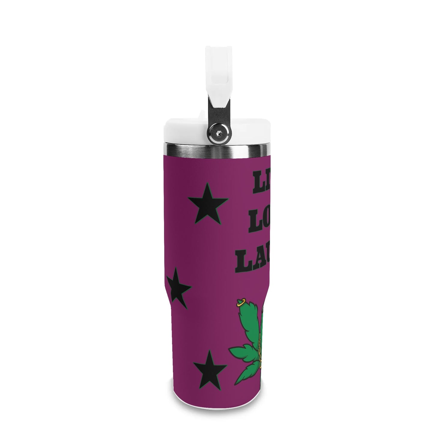 L.M.A. Leaf Me Alone 420 Purple 30oz Stainless Steel Cup Suitable for Vehicle Cup Holders