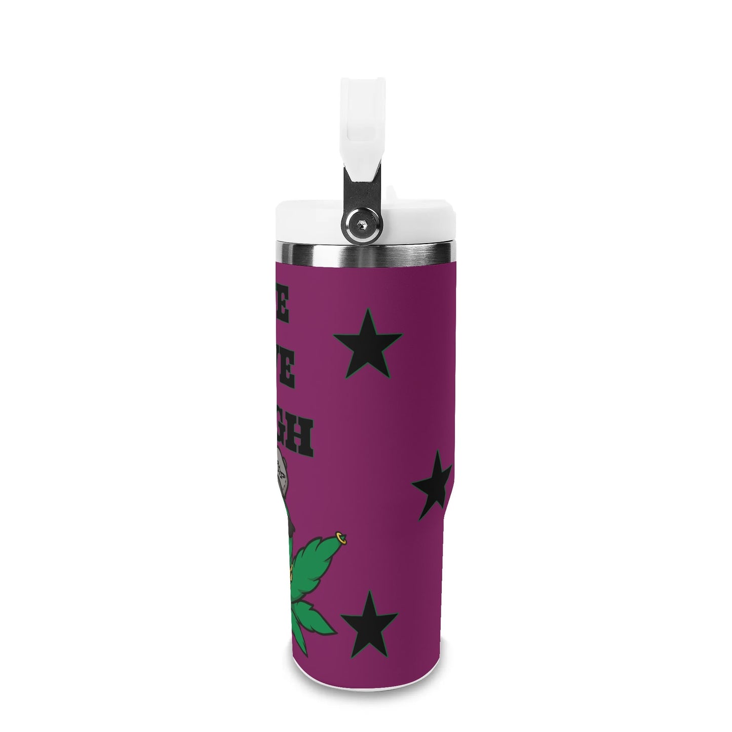 L.M.A. Leaf Me Alone 420 Purple 30oz Stainless Steel Cup Suitable for Vehicle Cup Holders