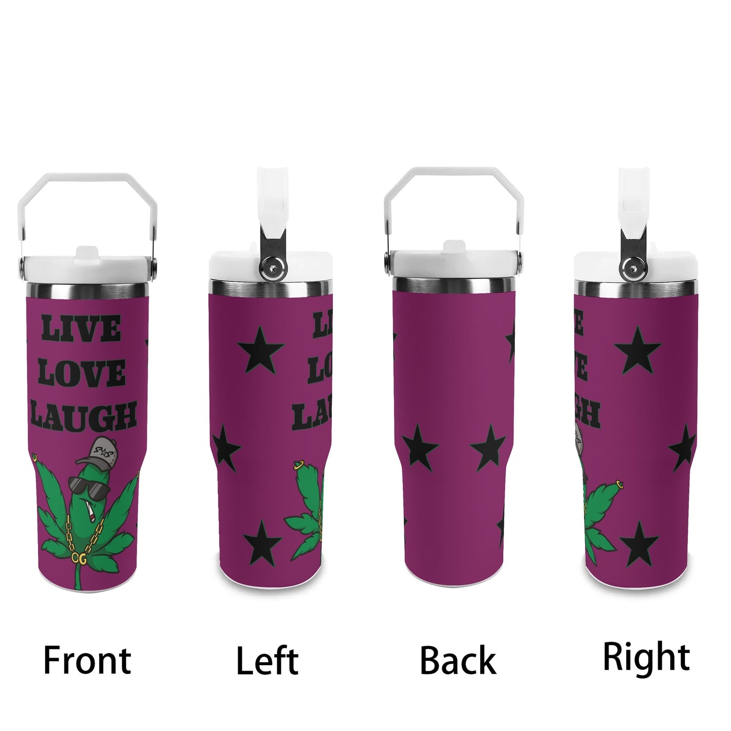 L.M.A. Leaf Me Alone 420 Purple 30oz Stainless Steel Cup Suitable for Vehicle Cup Holders