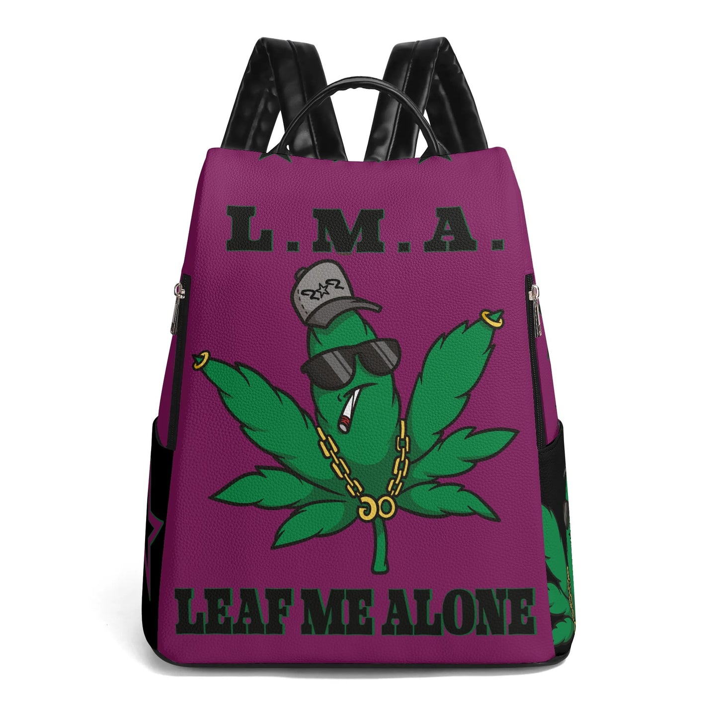 L.M.A. Leaf Me Alone 420 Purple Anti-Theft Backpack