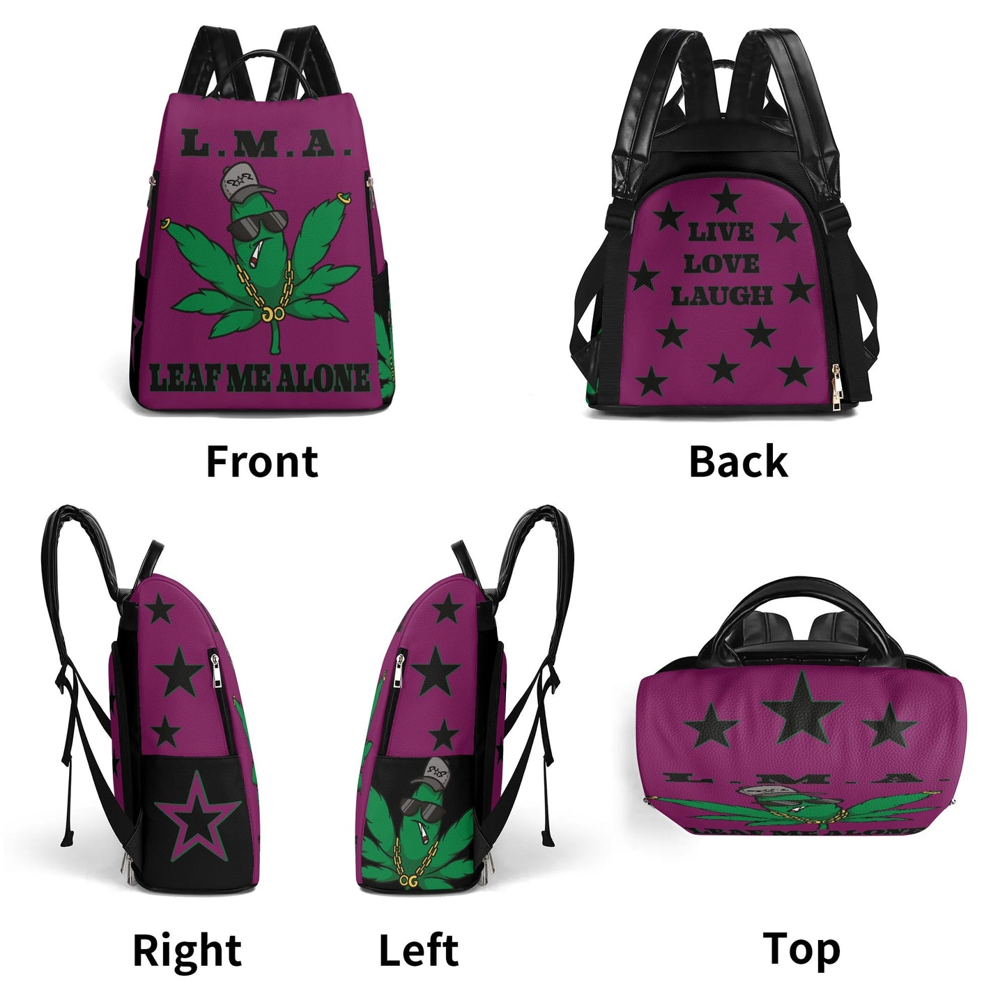 L.M.A. Leaf Me Alone 420 Purple Anti-Theft Backpack