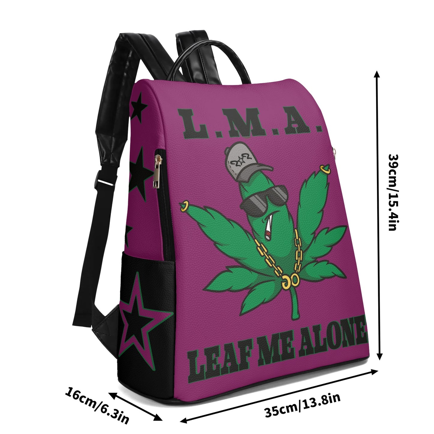 L.M.A. Leaf Me Alone 420 Purple Anti-Theft Backpack