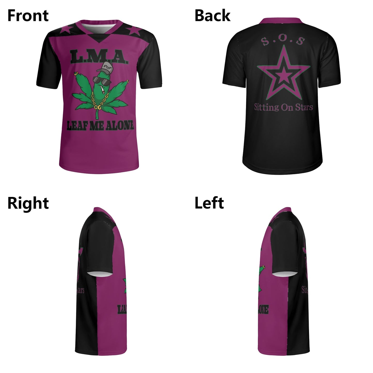 L.M.A. Leaf Me Alone 420 Purple/Black Rugby Jersey