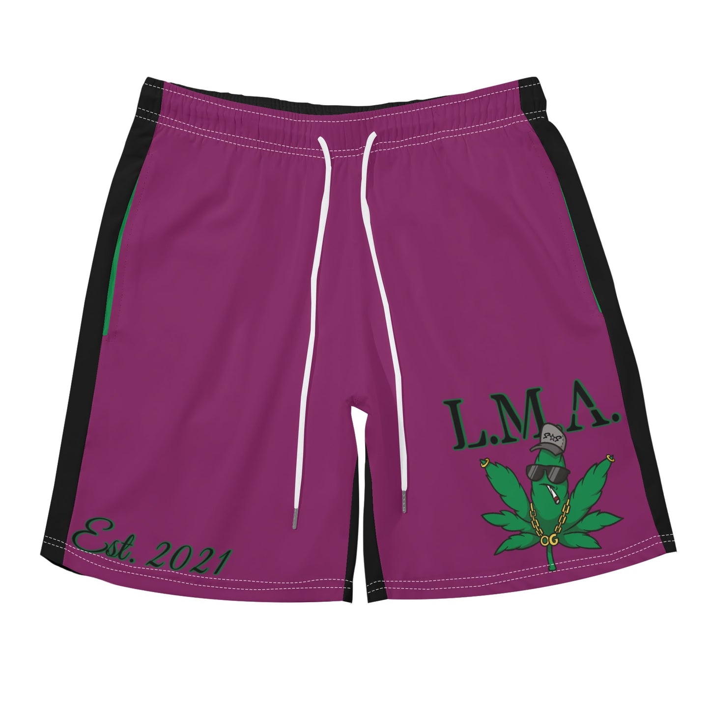 L.M.A. Leaf Me Alone 420  Black/Purple Mens Short Sleeve Shirt and Shorts Set