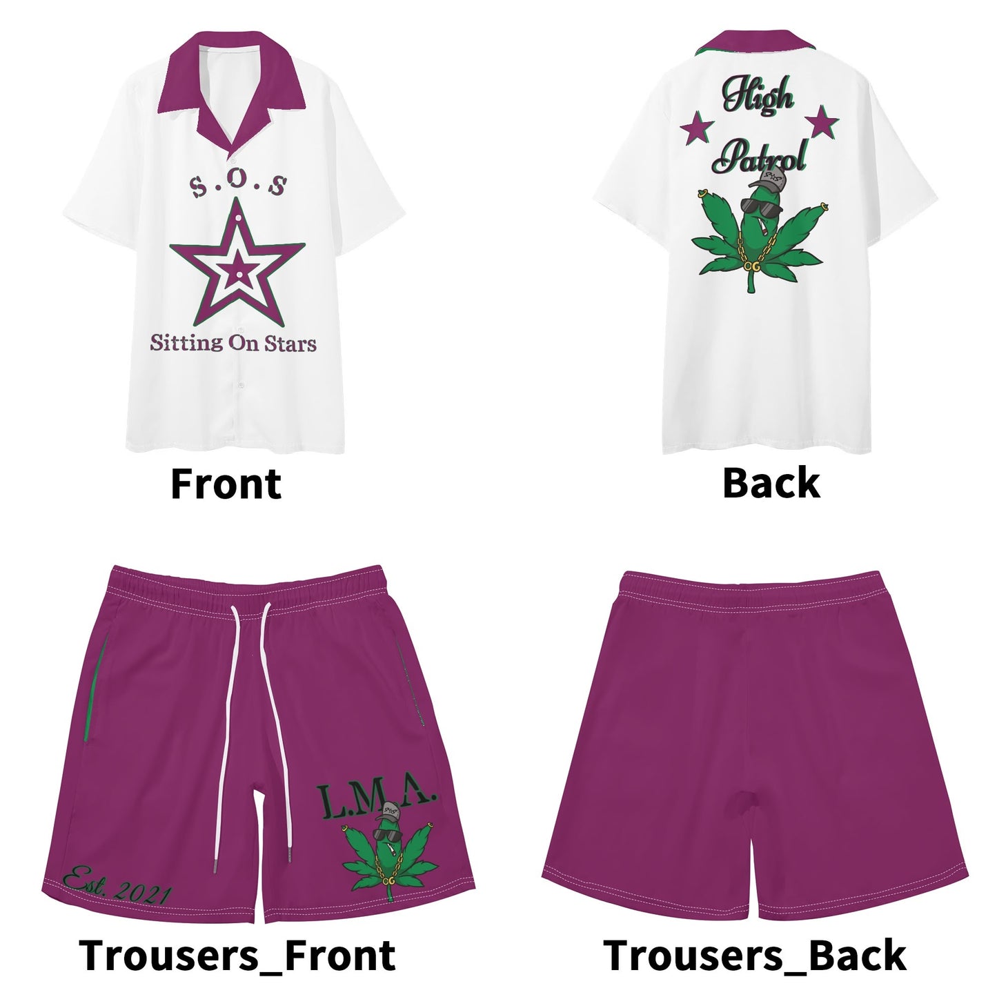 L.M.A. Leaf Me Alone 420  Mens Short Sleeve Shirt and Shorts Set