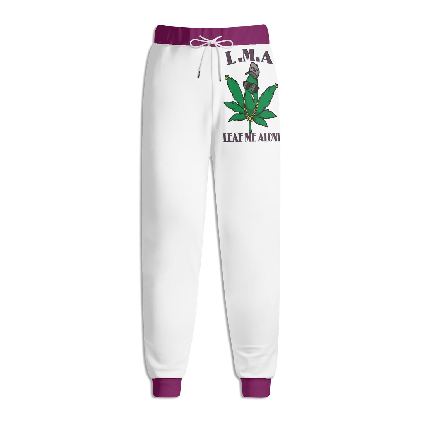 L.M.A. Leaf Me Alone 420 Reboot Mens Purple/White Sweatpants