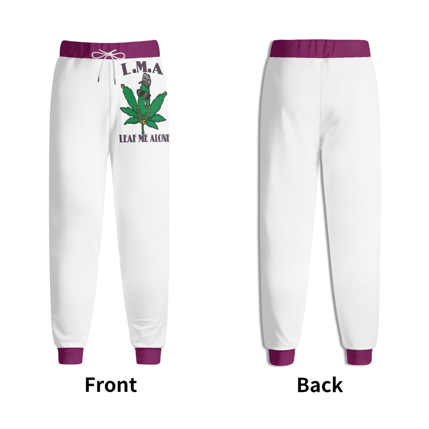 L.M.A. Leaf Me Alone 420 Reboot Mens Purple/White Sweatpants