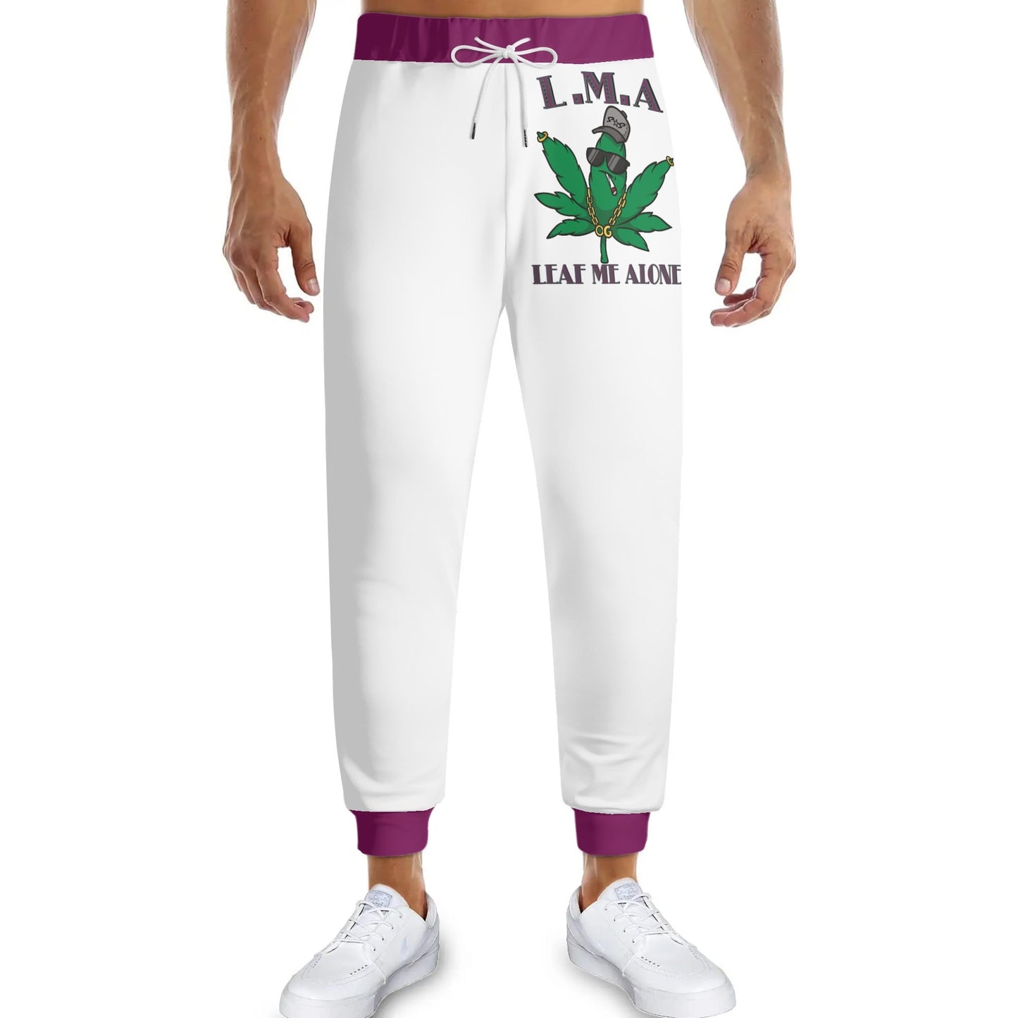 L.M.A. Leaf Me Alone 420 Reboot Mens Purple/White Sweatpants