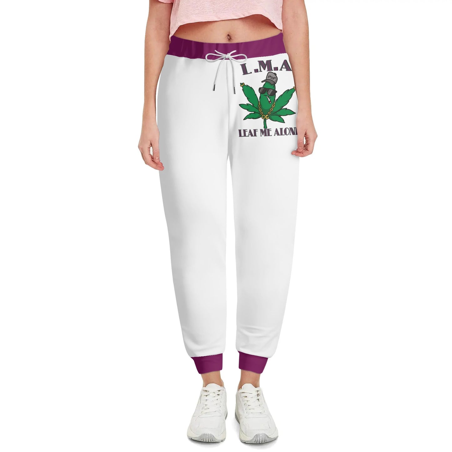 L.M.A. Leaf Me Alone 420 Reboot Mens Purple/White Sweatpants