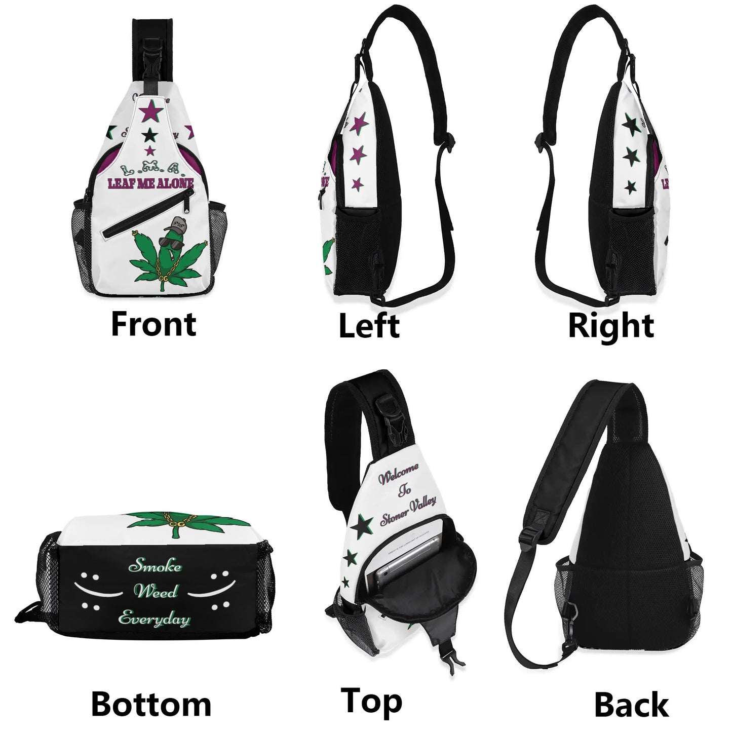 L.M.A. Leaf Me Alone 420 Cross Body Bag with Adjustable Strap