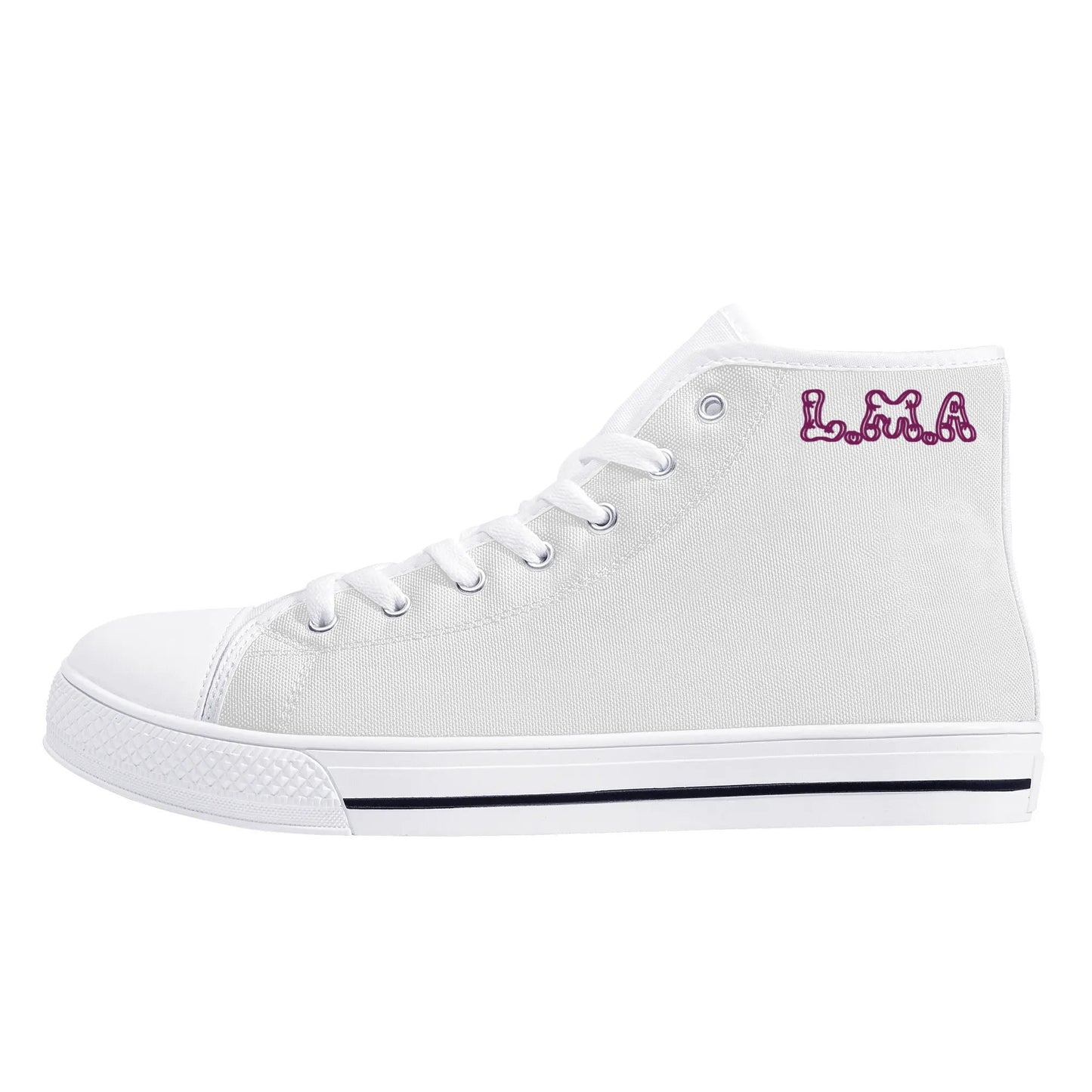 L.M.A. Leaf Me Alone 420  White/Purple Mens High Top Star Kicks